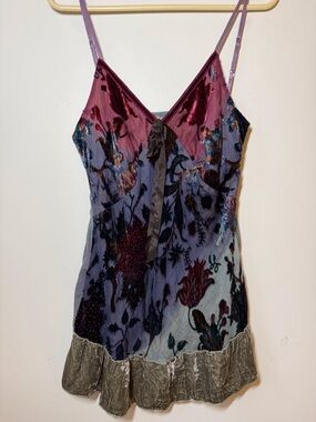 Y2K fairy grunge Whimsigoth babydoll top Silk velvet burnout beaded cami style
